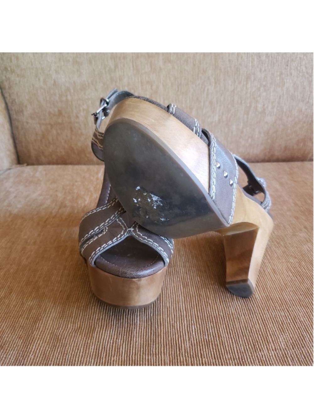 Women's Miu Miu Brown Leather Platform Sandals Size 39 - Picture 7 of 10